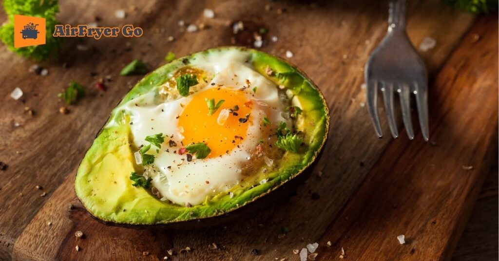 Air Fried Avocado Slices with Poached Eggs