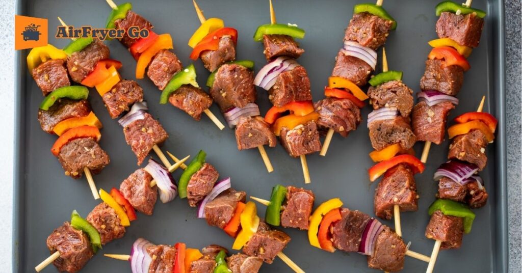 Air Fried Beef and Veggie Kabobs
